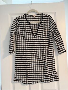 J. Crew Black and White Geometric Tunic